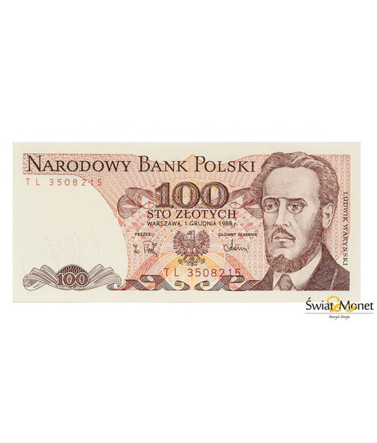 100 zł Ludwik Waryński 1988 seria TL UNC