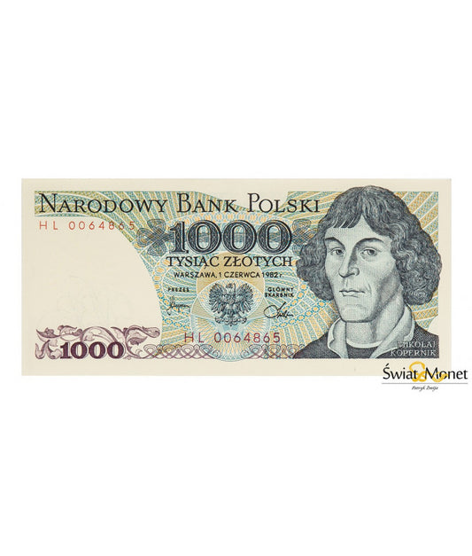 1000 zł Mikołaj Kopernik 1982 seria HL UNC