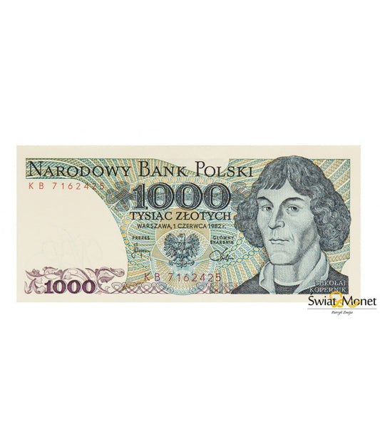 1000 zł Mikołaj Kopernik 1982 seria KB UNC