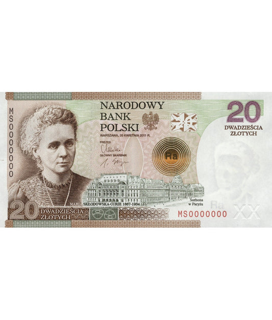 20 zł 100 rocznica przyznania Nagrody Nobla Marii Skłodowskiej-Curie 2011