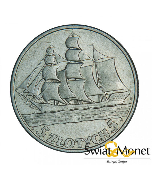 5 zł żaglowiec 1936