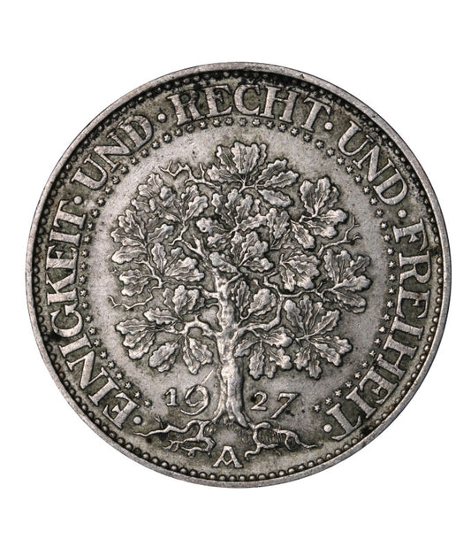 Niemcy - Republika Weimarska - 5 marek 1927 A - Dąb
